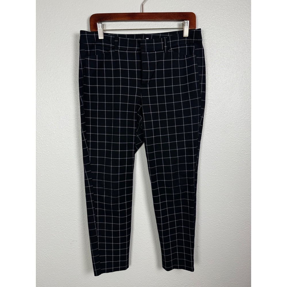 Old Navy Pants Womens 10 Black Pixie High Rise Windowpane Plaid Ankle Stretch